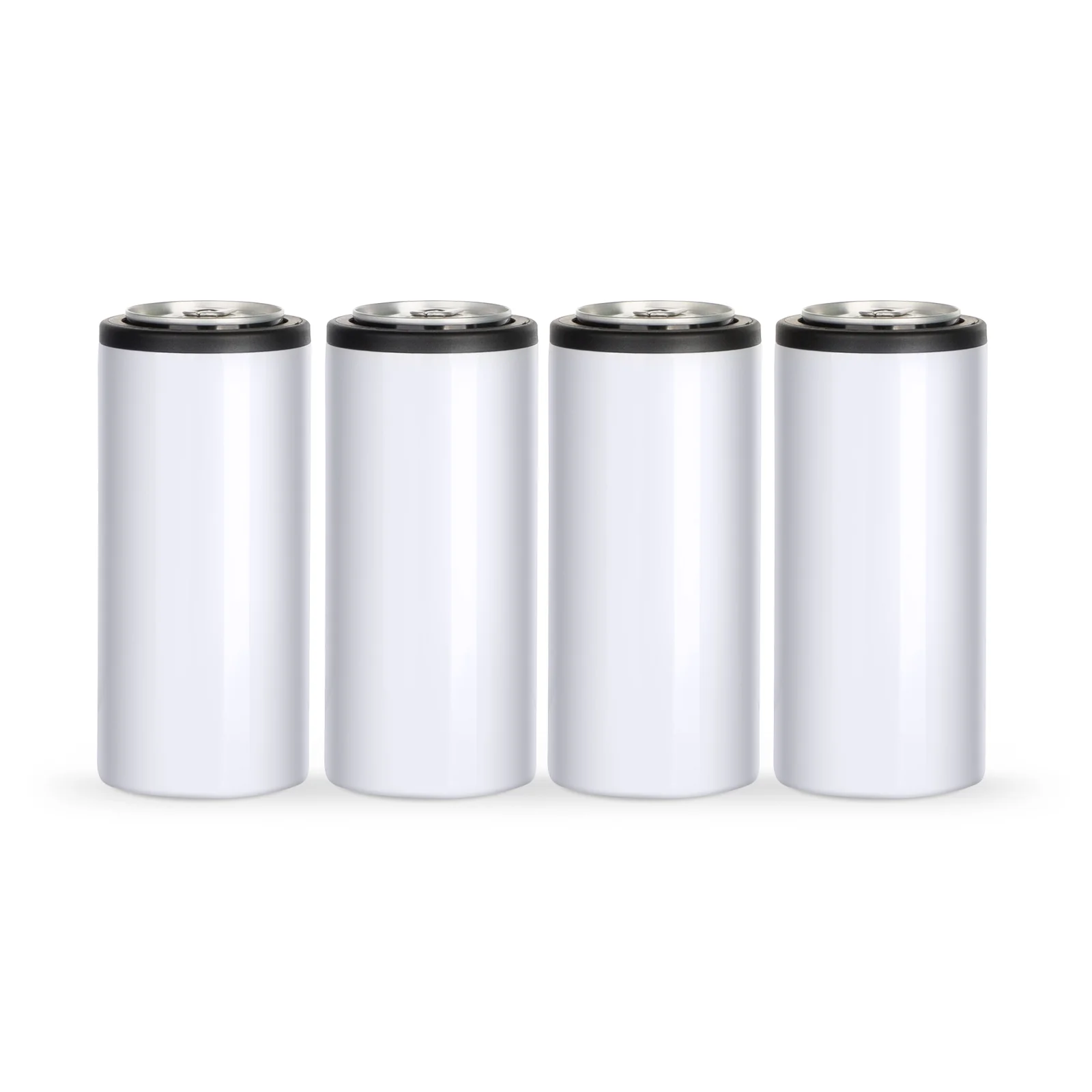 Wholesale 12 OZ Sublimation Slim Can Cooler Insulator Stainless Steel Bulk White 4 Pack & 24 Pack & 48 Pack